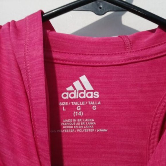 Adidas Girls' Hooded Tank Top Magenta Size Large (14) - Picture 4 of 4